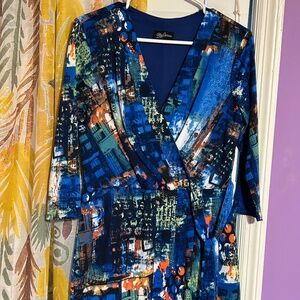 Mixed Print Wrap Dress